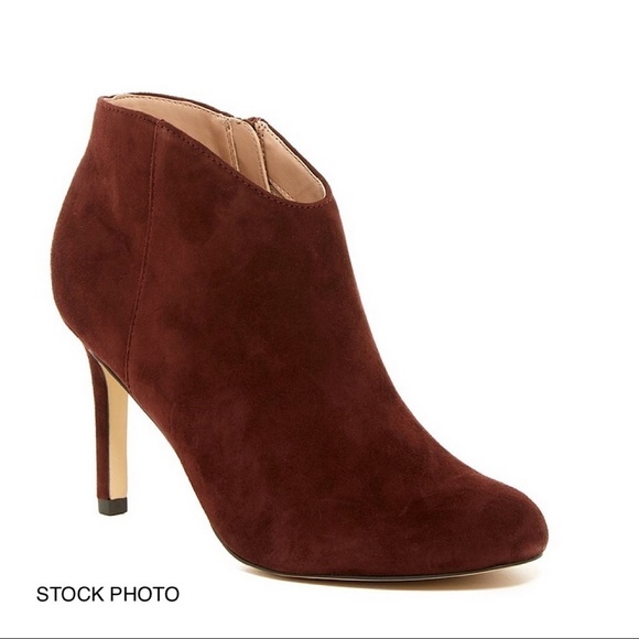 Sole Society Red Wine Suede Daphne Ankle Booties 9 - Picture 10 of 11